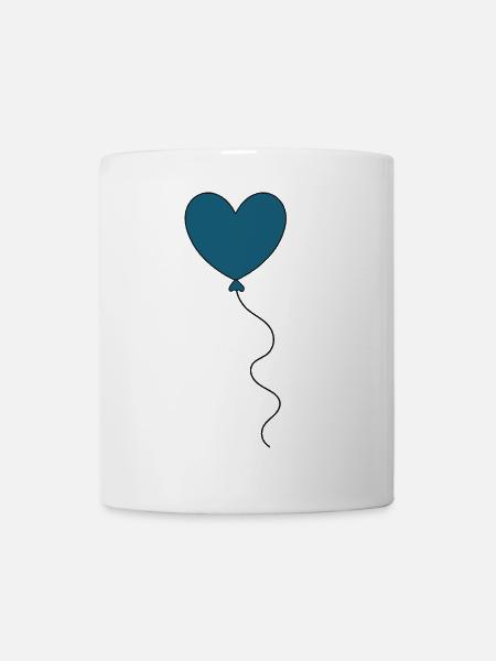 blaues Herz Ballon Luftballon Valentinstag - Tasse - Weiß