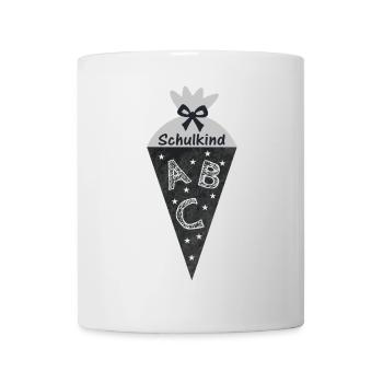 Schulkind 2026 - Schultüte in Tafeloptik - grau - Tasse - Weiß - Vorne