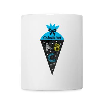 Schulkind 2026 - Schultüte in Tafeloptik - blau - Tasse - Weiß - Vorne