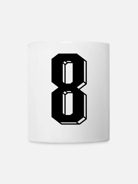 Nummer 8 - Zahl ACHT Trikotnummer 8 Jahre - Tasse - Weiß