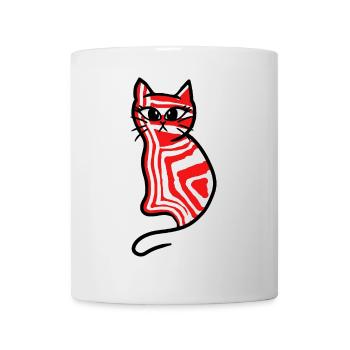 Katze Katzen Retro 80er 90er Kätzchen - Tasse - Weiß - Vorne
