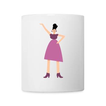 Frau im pinken Kleid - Tasse - Weiß - Vorne