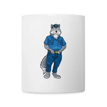 Wolf Polizist Polizei - Tasse - Weiß - Vorne