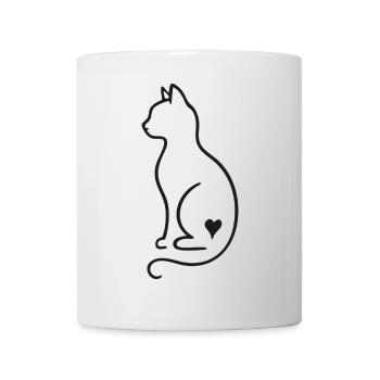 Minimalist Cat Line Art – Black Design - Mug - white - Front