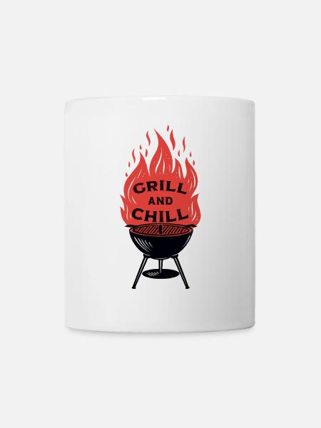 Grill and Chill lustige Sprüche über das Grillen - Tasse - Weiß