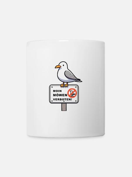 Freche Möwe auf Möwen Verbotsschild Schild Zeichen - Tasse - Weiß