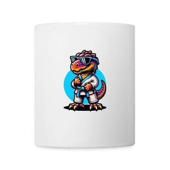 Cooler Karate Dino mit Sonnenbrille - Tasse - Weiß - Vorne