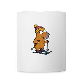 Bande dessinée Capybara Capybara Ski Hat Slope Mountain - Mug blanc - blanc - Devant