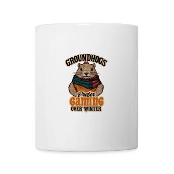 Murmeltiere bevorzugen das Spielen gegenüber dem Winterspaß Design - Tasse - Weiß - Vorne