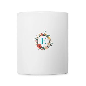 E Monogram, Flower Wreath, Personalizable - Mug - white - Front