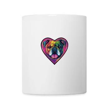 Bulldog Hund Herz Love - Tasse - Weiß - Vorne