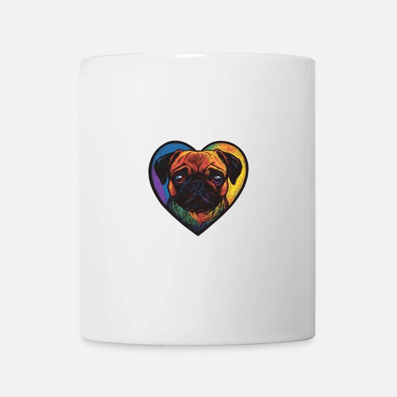 Mops Hund Herz Love - Tasse - Weiß