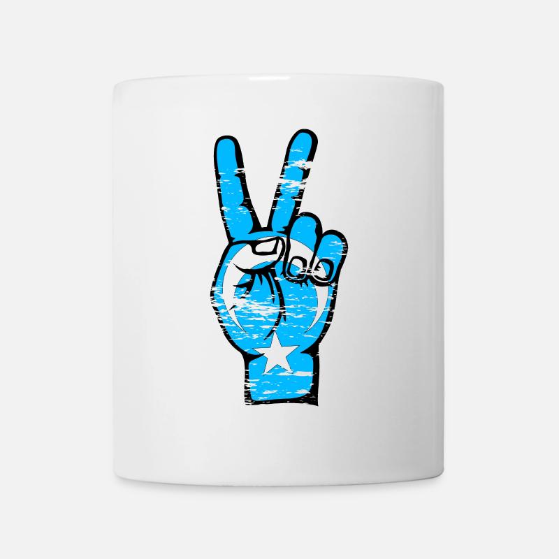 Drapeau ouïghour Symbole de la victoire de la paix utilisé - Mug blanc - blanc