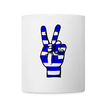 Symbole de victoire de la paix du drapeau de la Grèce - Mug blanc - blanc - Devant