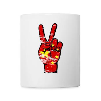 Symbole de victoire de la paix du drapeau de la Chine utilisé - Mug blanc - blanc - Devant