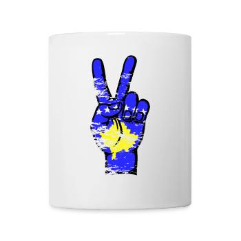 Symbole de victoire de la paix du drapeau du Kosovo utilisé - Mug blanc - blanc - Devant