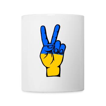 Ukraine Flagge Frieden Victory Symbol - Tasse - Weiß - Vorne