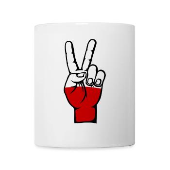 Poland Flag Peace Victory Symbol - Mug - white - Front