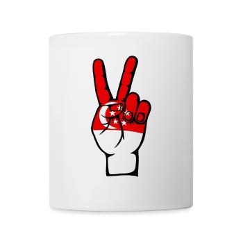 Singapur Flagge Frieden Victory Symbol - Tasse - Weiß - Vorne