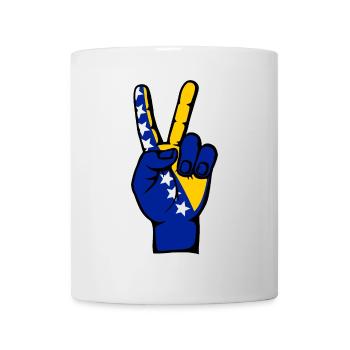 Symbole de la victoire de la paix du drapeau de la Bosnie - Mug blanc - blanc - Devant