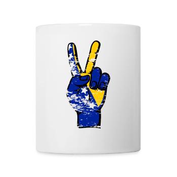 Symbole de victoire de la paix du drapeau de la Bosnie utilisé - Mug blanc - blanc - Devant