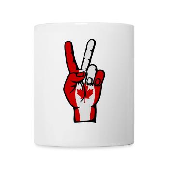 Canada Flag Peace Victory Symbol - Mug - white - Front
