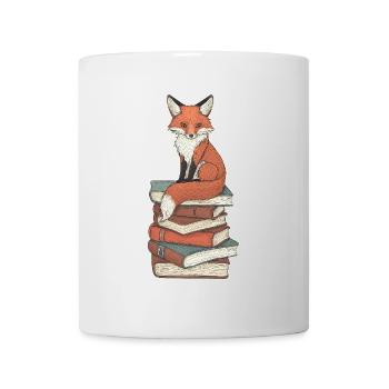 Fox on stack of books - Mug - white - Front