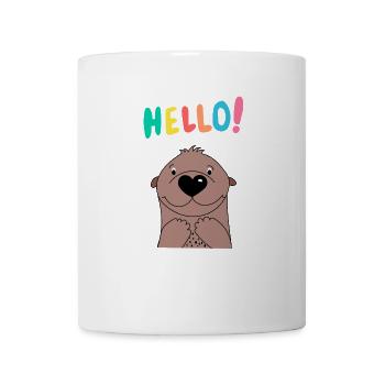 Loutre mignonne dit bonjour - Vêtements pour bébé - Cadeau - Mug blanc - blanc - Devant