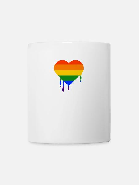 LGBT Herz Heart Gay Pride CSD Regenbogen - Tasse - Weiß
