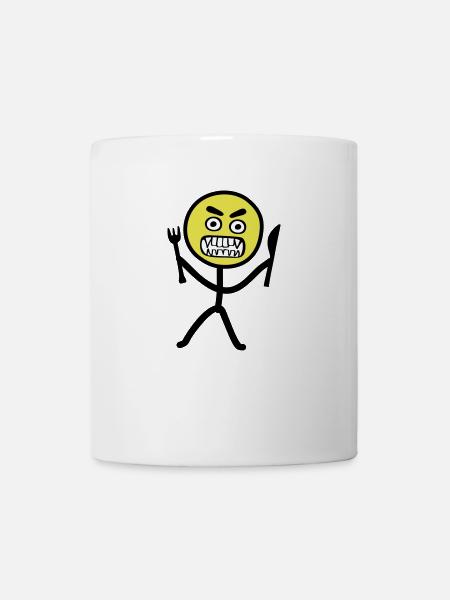 Hungriges Emoji Strichmännchen - Tasse - Weiß