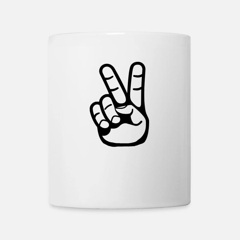 Peace Zeichen, Victory Zeichen - Tasse - Weiß