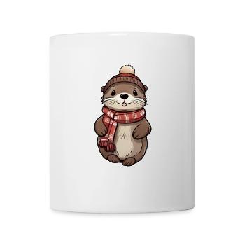 Cute otter in festive winter look! - Mug - white - Front