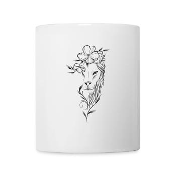 Floraler Löwe dotwork kunst - Tasse - Weiß - Vorne