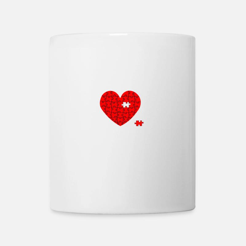 Herz Puzzle mit einem fehlenden Puzzleteil - Tasse - Weiß