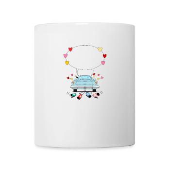 Voiture de mariage avec bulle de dialogue en turquoise - Mug blanc - blanc - Devant