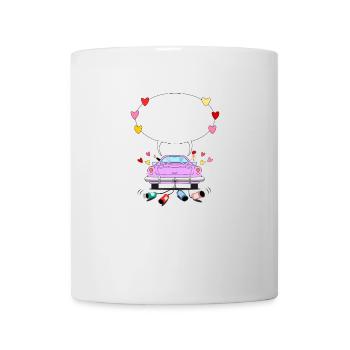 Voiture de mariage avec bulle de dialogue en rose - Mug blanc - blanc - Devant