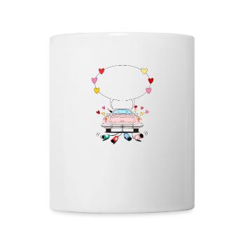 Voiture de mariage avec bulle de dialogue en rose - Mug blanc - blanc - Devant