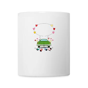 Voiture de mariage avec bulle de dialogue en vert - Mug blanc - blanc - Devant