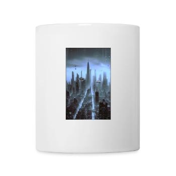 Futuristic cityscape at night - Mug - white - Front