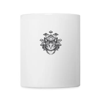 Chat surréaliste avec un troisième œil et des champignons sur la tête - Mug blanc - blanc - Devant