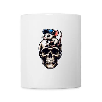 Skull Maus und Fussball lustiges Fussballmotiv - Tasse - Weiß - Vorne
