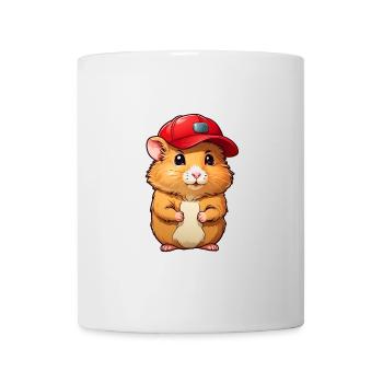 Süßer Goldhamster mit roter Kappe Basecap - Tasse - Weiß - Vorne