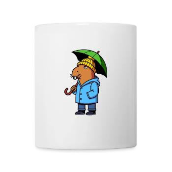 Comic Capybara Regenjacke Mütze Regenschirm Wetter - Tasse - Weiß - Vorne