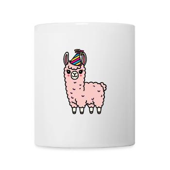 Party Lama Alpaka Pink Partyhut Geburtstag Feier - Tasse - Weiß - Vorne