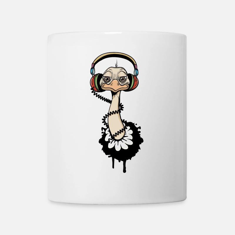 cooler Vogel Strauß mit Kopfhörer - Tasse - Weiß
