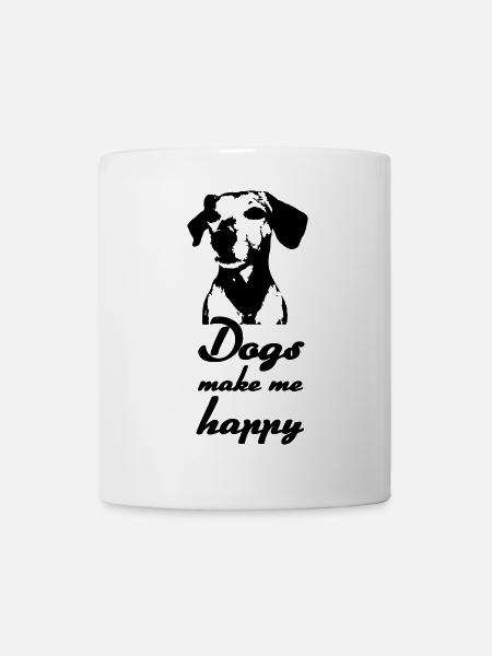 Dogs make me happy - Hunde, Sprüche, Geschenk - Tasse - Weiß