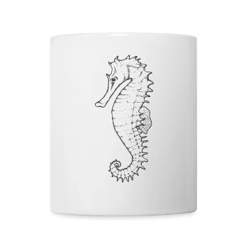 Seahorse Line Drawing - Mug - white - Front