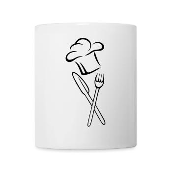 Chapeau, couteau, fourchette de chef - Mug blanc - blanc - Devant