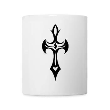 Cross, Crucifix, with gemstone and thorns. - Mug - white - Front