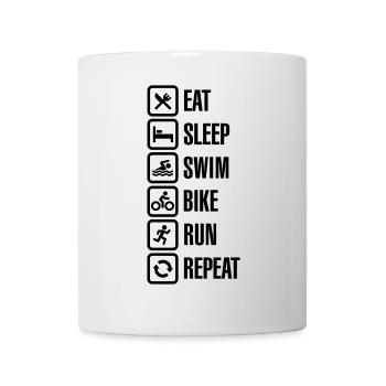 Eat sleep swim bike run repeat - triathlon - Tasse - Weiß - Vorne